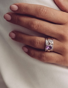 03-00-0315 Кольцо-механизм с овальным аметистом и белым топазом (Ag 925)-2