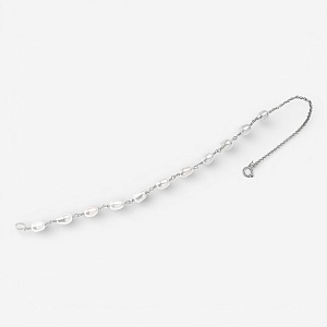 01-00-0677 Цепочка на карабин Жемчуг правая (через плетение) (Ag 925)-1