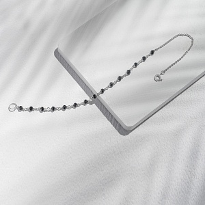 01-00-0675 Цепочка на карабин Оникс правая (через плетение) (Ag 925)-2