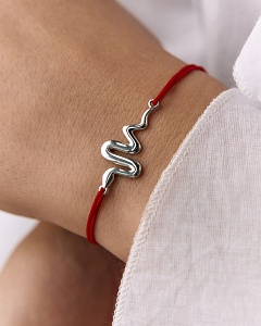02-00-0733 Браслет на красной нити Snake (Ag 925)-2