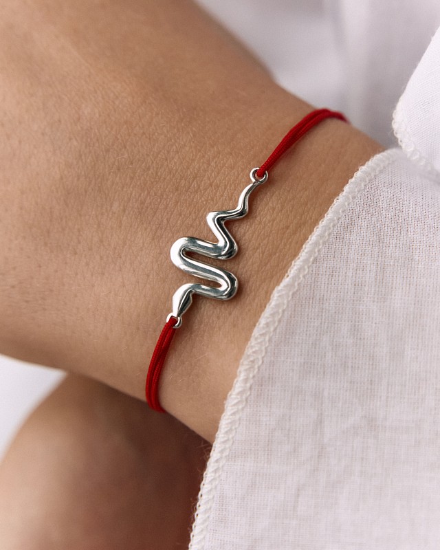 02-00-0733 Браслет на красной нити Snake (Ag 925)