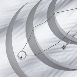 01-00-0324 Колье Сфера с черным цирконом (Ag 925)-4