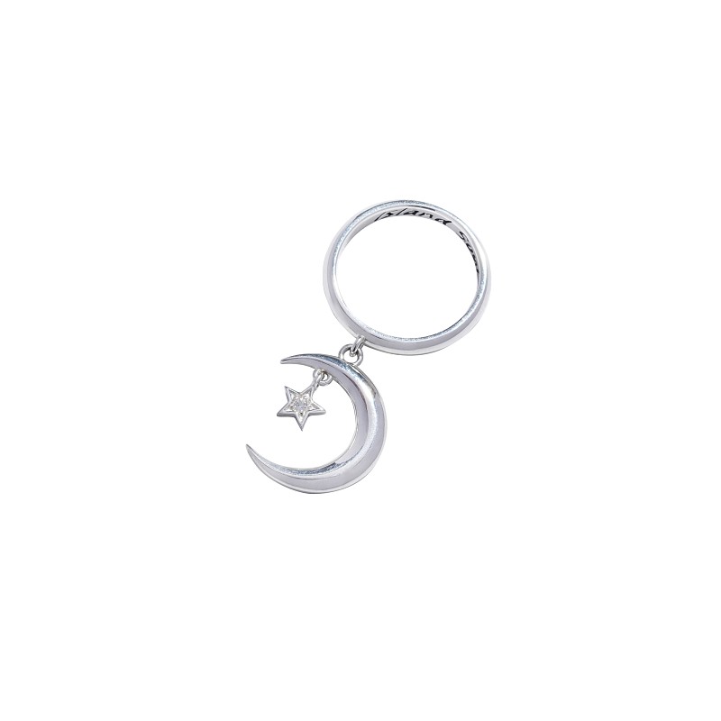 03-00-0545 Кольцо Луна со звездой и топазом (Ag 925)