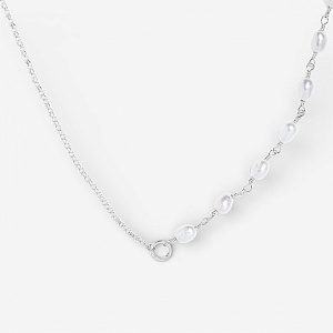 09-00-0021 Колье половинка с белым жемчугом "Добавь смысл" (Ag 925)-1