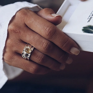 03-00-0350 Кольцо-механизм с овальным цитрином кабошон и белым топазом (Ag 925)-5