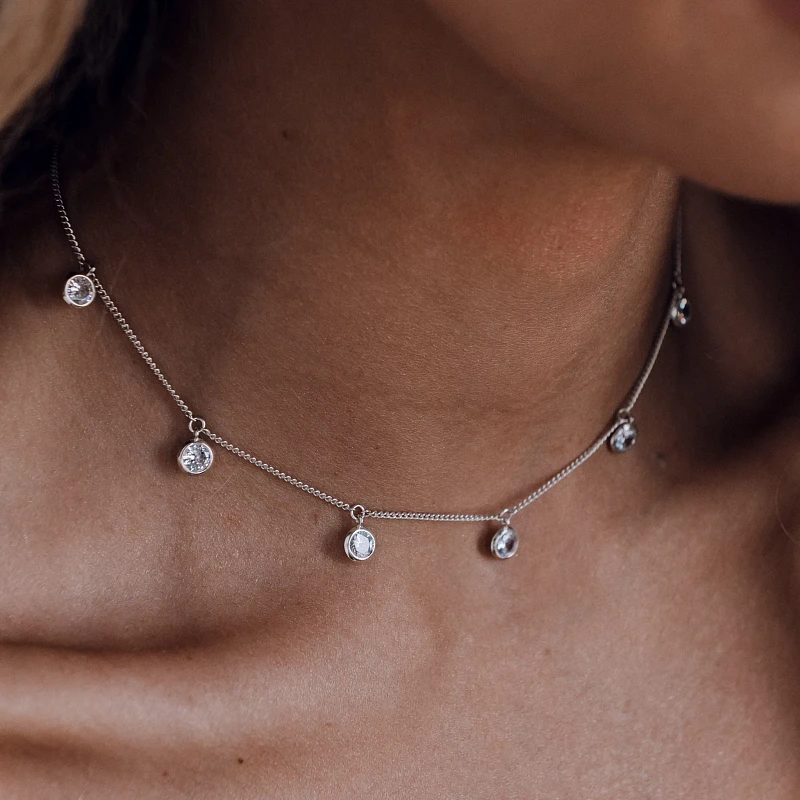 01-00-0146 Чокер Дождик цирконов (Ag 925)