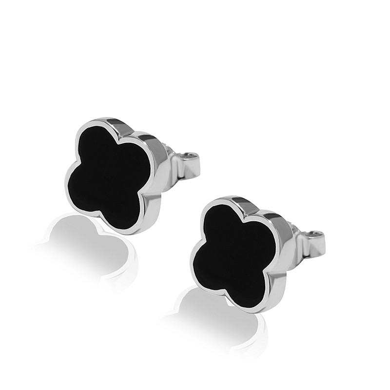 04-00-0007 Гвоздики клевер с чёрным ониксом (Ag 925)