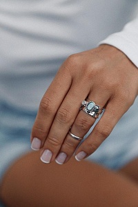 03-00-0404 Кольцо-механизм с овальным лабрадоритом и лунным камнем (Ag 925)-2