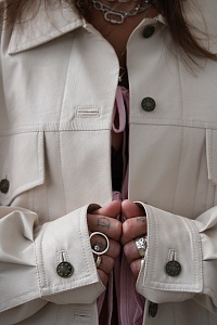 34-00-0037 Рубашка из эко кожи (беж)-2