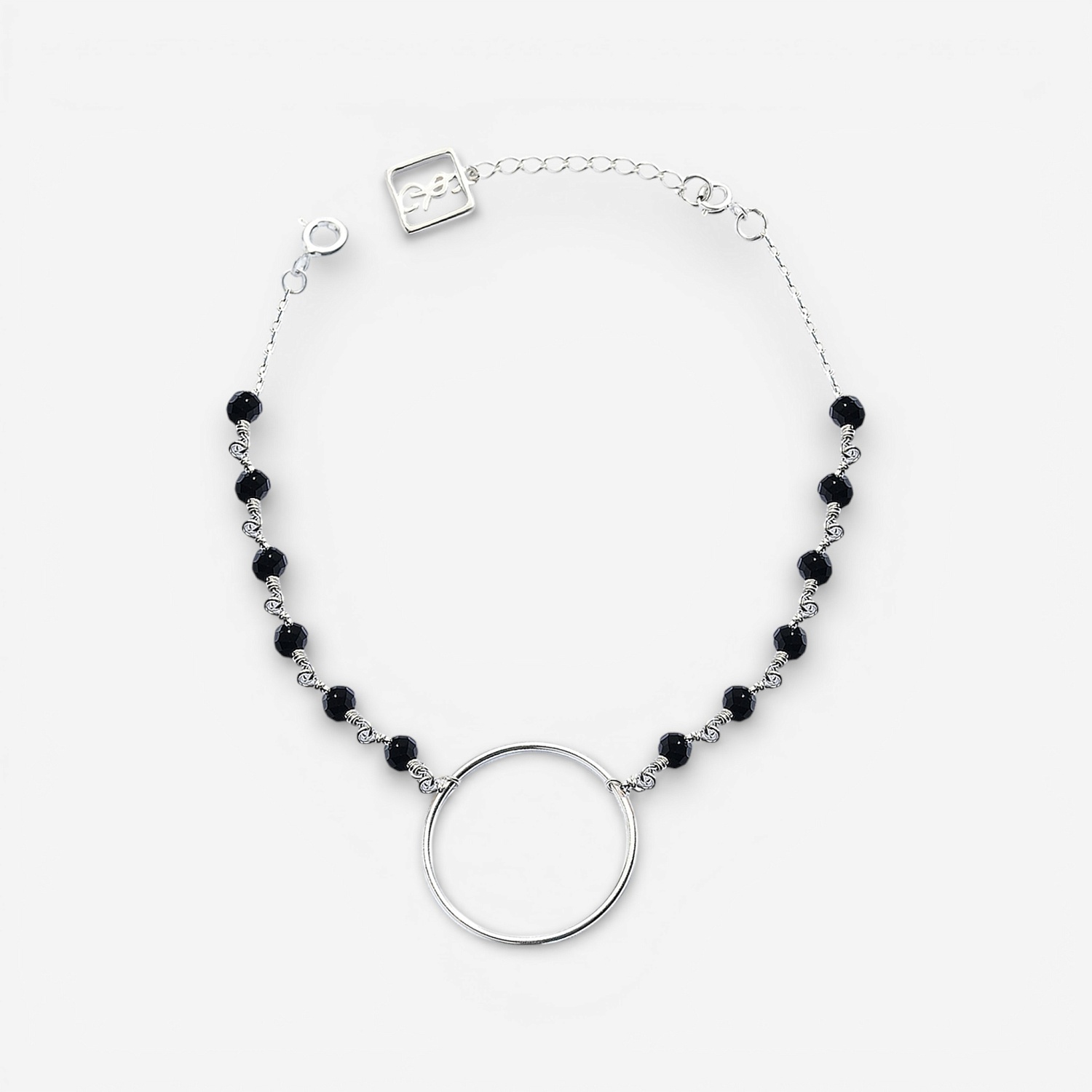 02-00-0013 Браслет бесконечность с чёрным ониксом (Ag 925)-1