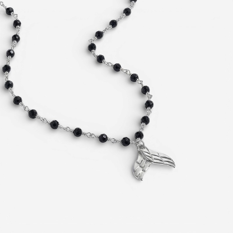 01-00-0295 Подвеска с чёрным ониксом и крыльями (Ag 925)