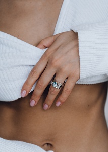 03-00-0457 Кольцо-механизм с овальным топазом Sky фасет и белым топазом (Ag 925)-4