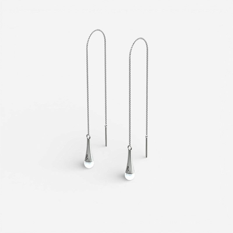 04-00-0369 Серьги-подвески с жемчугом (Ag 925)