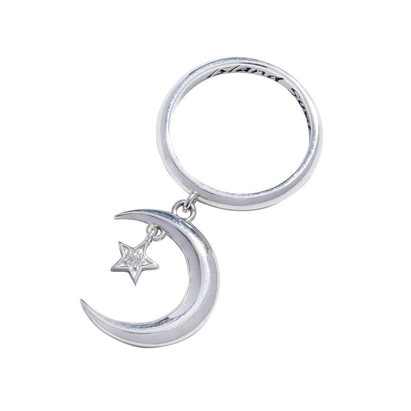 03-00-0545 Кольцо Луна со звездой и топазом (Ag 925)