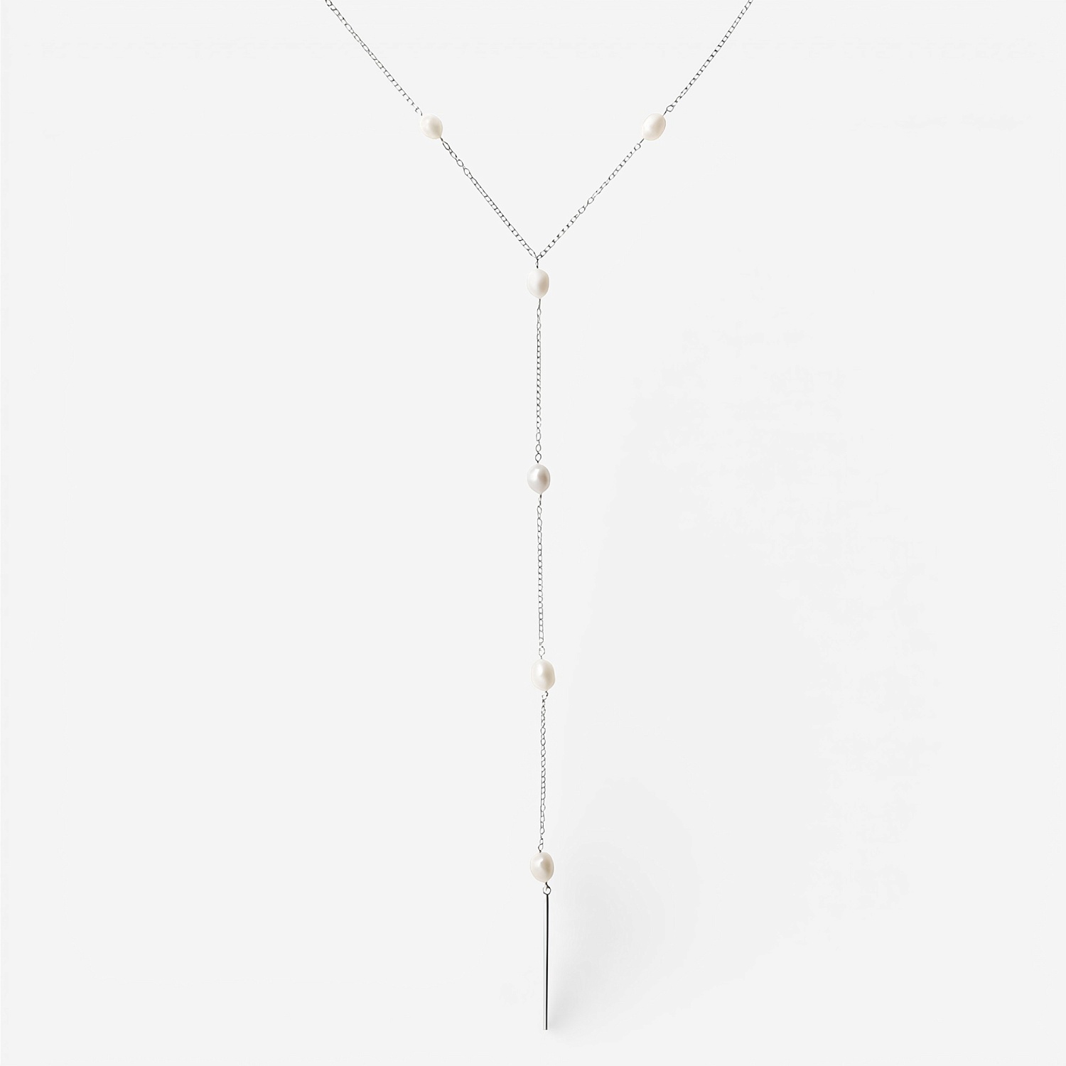 01-00-0071 Одинарный галстук с белым жемчугом (Ag 925)-1