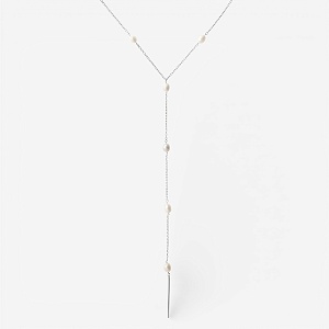 01-00-0071 Одинарный галстук с белым жемчугом (Ag 925)-1