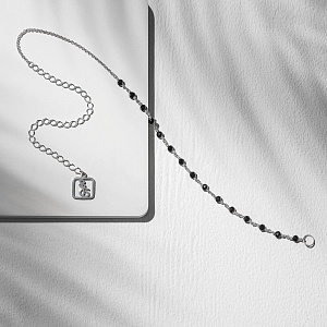 01-00-0674 Цепочка на карабин Оникс левая (через плетение) (Ag 925)-1