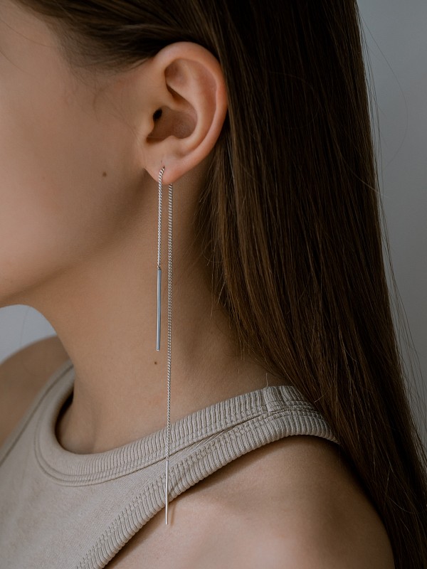 04-00-0238 Серьги подвески с квадратной пластиной (Ag 925)