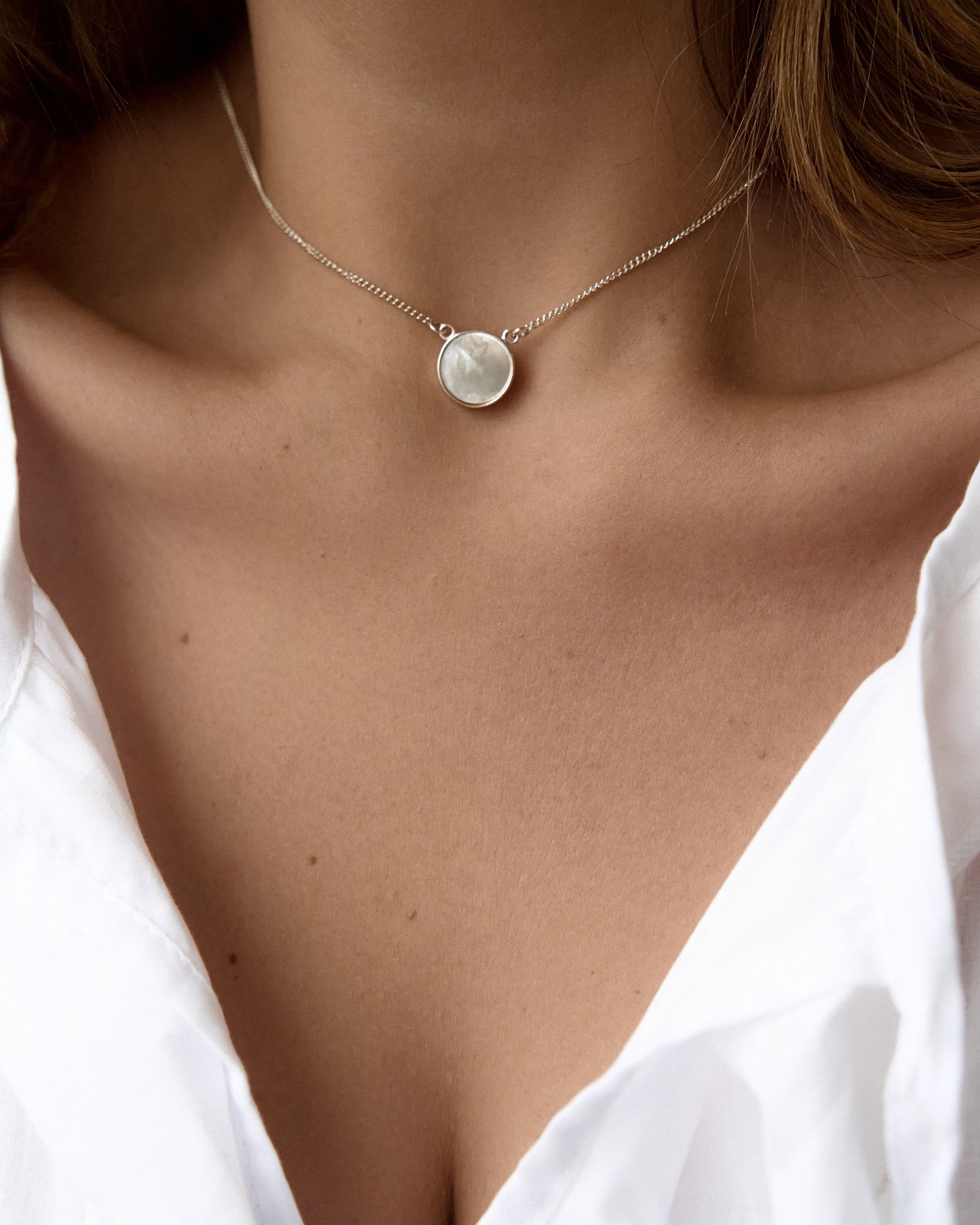 01-00-0688 Колье с круглым перламутром (12мм) (Ag 925)-4