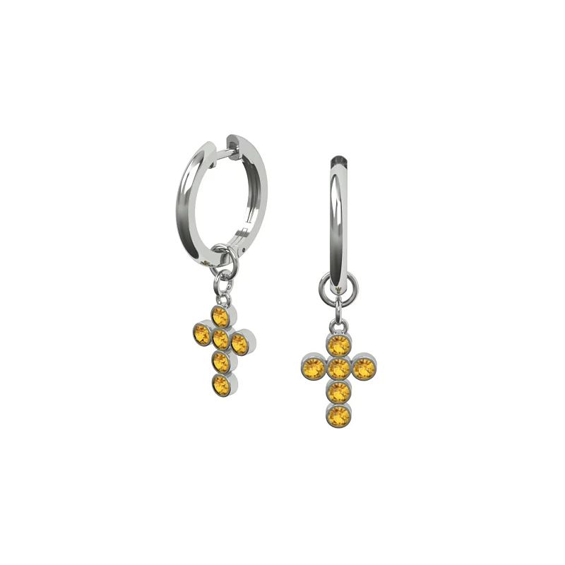 01-00-0473 Подвеска на серьгу Крестик с цитринами (Ag 925)