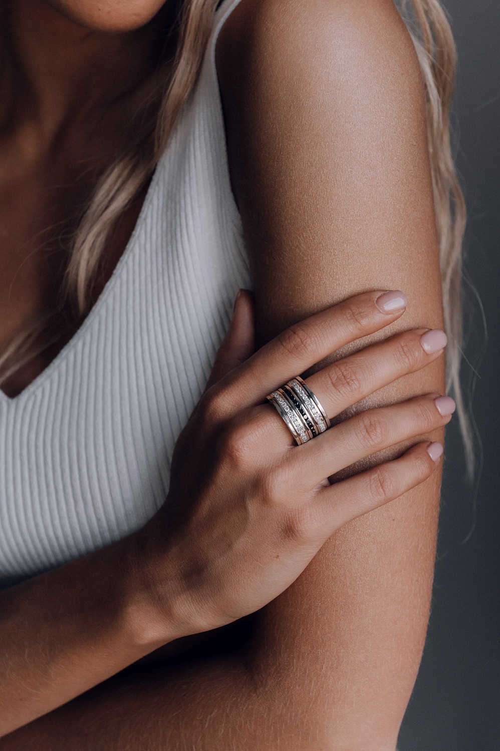 03-00-0393 Кольцо-механизм три дорожки цирконов (Ag 925)-2