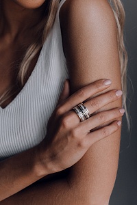 03-00-0393 Кольцо-механизм три дорожки цирконов (Ag 925)-4