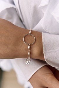 02-00-0007 Браслет бесконечность с белым жемчугом (Ag 925)-2