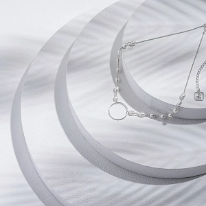 01-00-0130 Колье бесконечность с белым жемчугом (Ag 925)-5