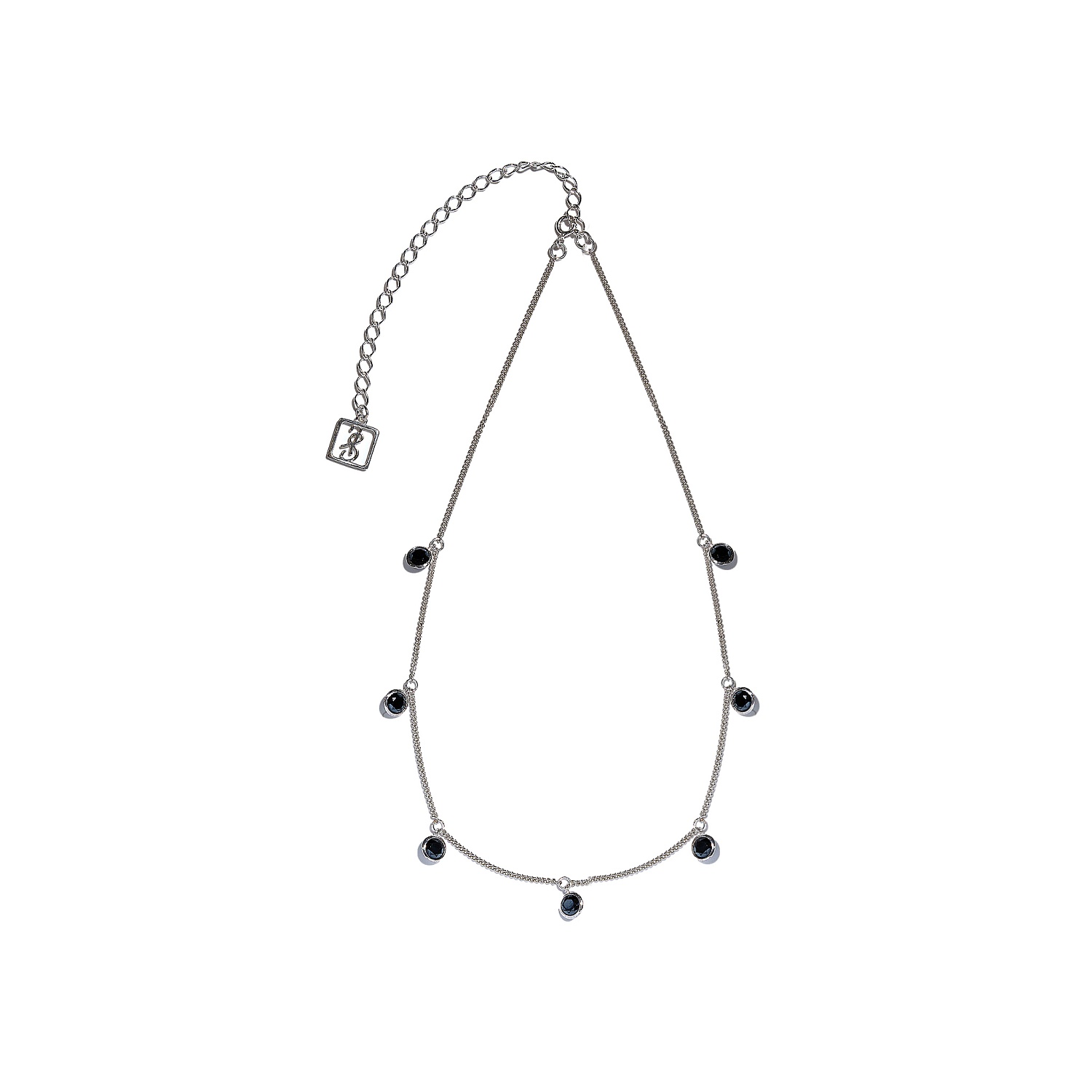 01-00-0348 Чокер Дождик чёрных цирконов (Ag 925)-2