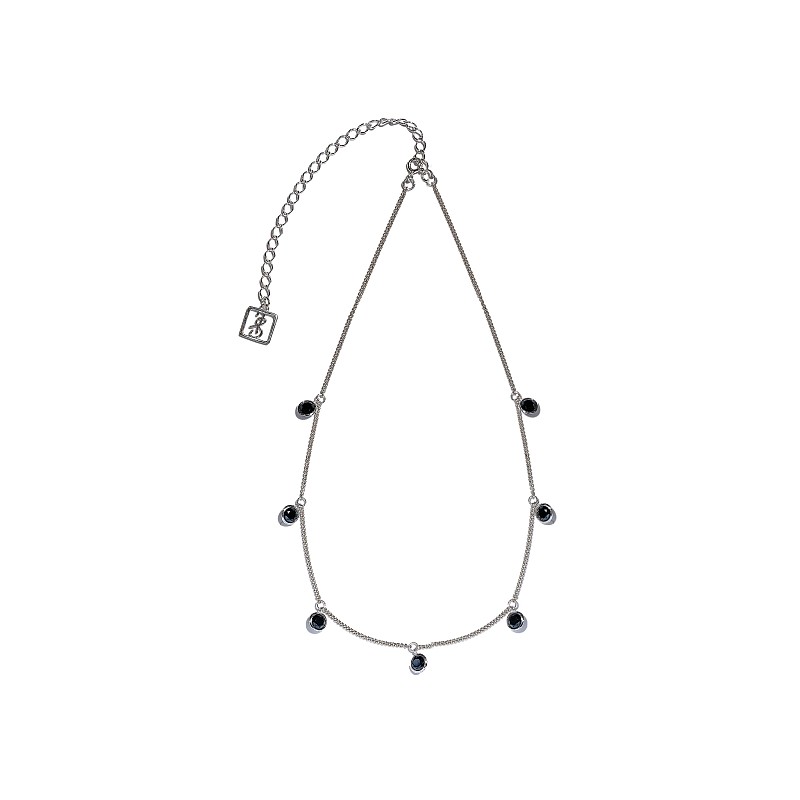 01-00-0348 Чокер Дождик чёрных цирконов (Ag 925)
