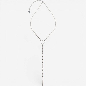 01-00-0072 Одинарный галстук с белым жемчугом, кольцом и серебряной пластиной (Ag 925)-3