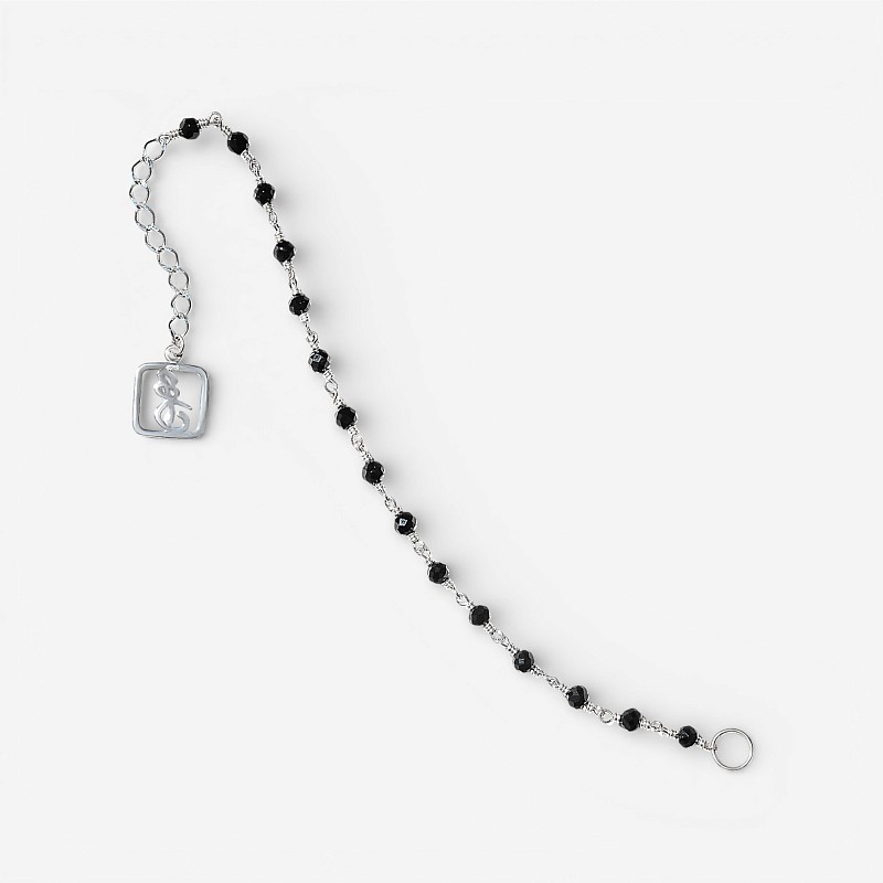 01-00-0670 Цепочка на карабин Оникс левая 12 см. (через плетение) (Ag 925)