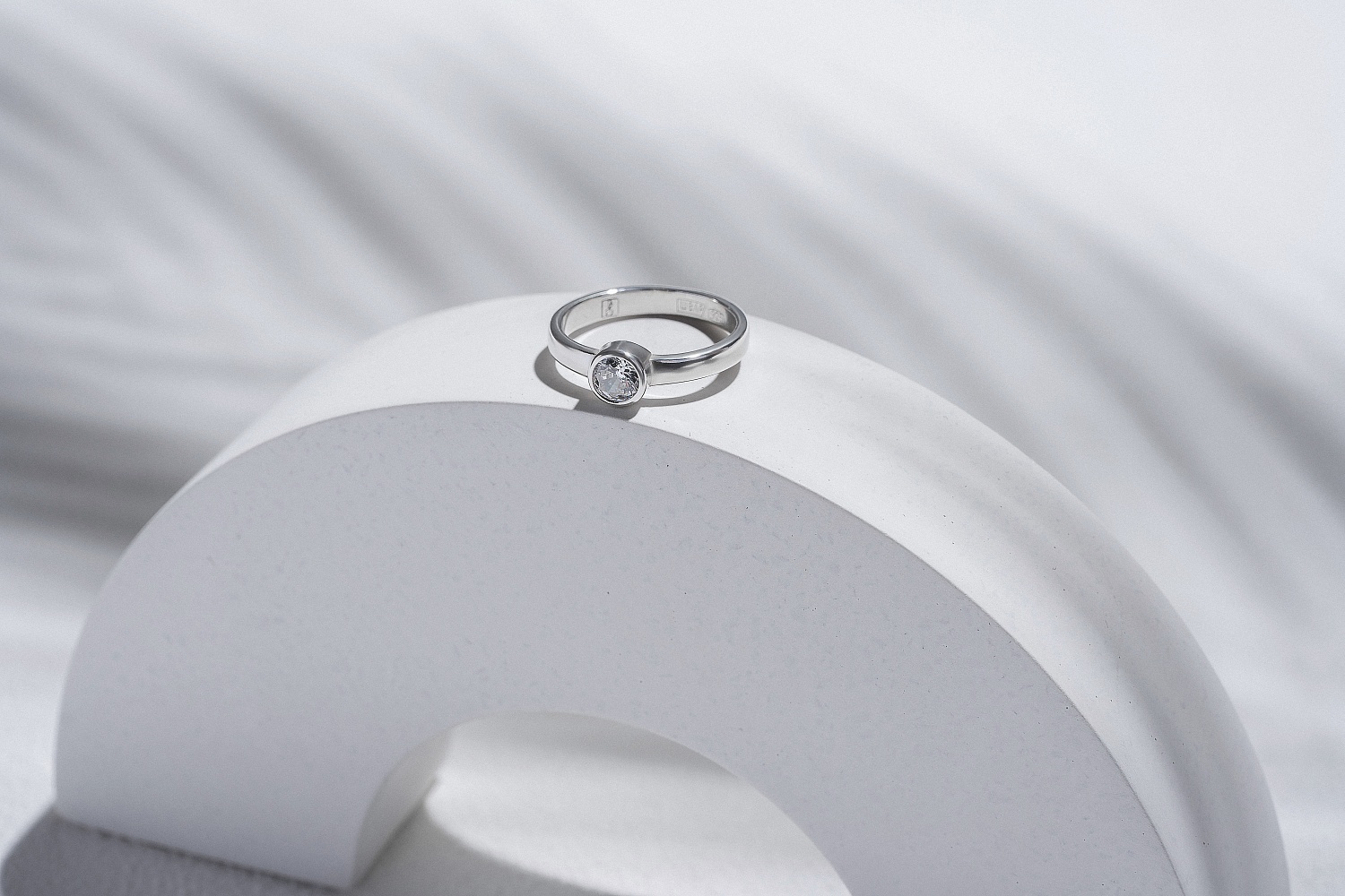 03-00-0159 Кольцо на фалангу с белым цирконом (гладкое) (Ag 925)-3