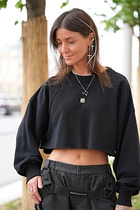 42-10-0019 Кроп Свитшот LIBERTY Premium Черный-1