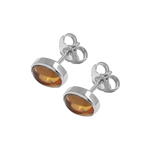 04-00-0100 Гвоздики с цитрином кабошон (овальные) (Ag 925)-1
