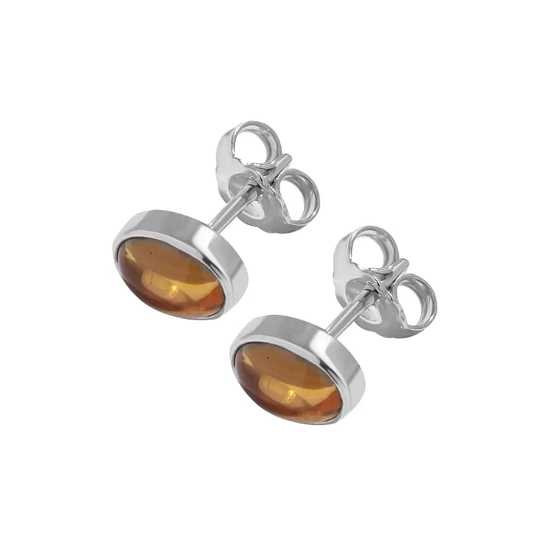 04-00-0100 Гвоздики с цитрином кабошон (овальные) (Ag 925)