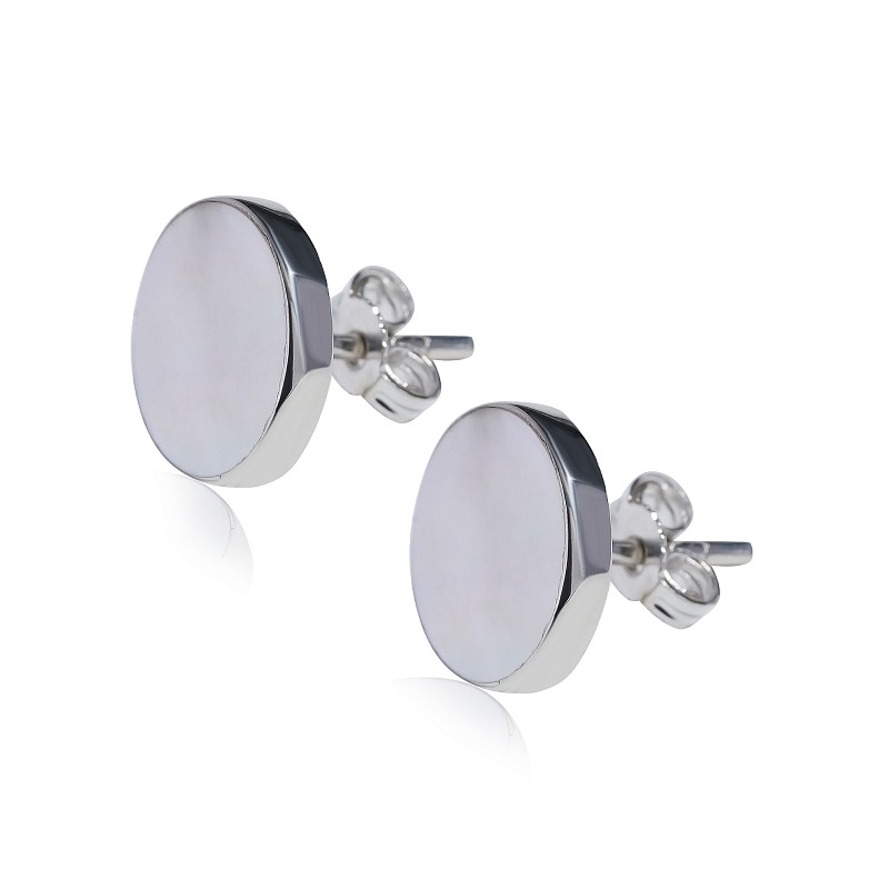 04-00-0712 Гвоздики с белым круглым перламутром (12мм) (Ag 925)