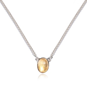 01-00-0269 Подвеска с овальным цитрином кабошон (Ag 925)-1