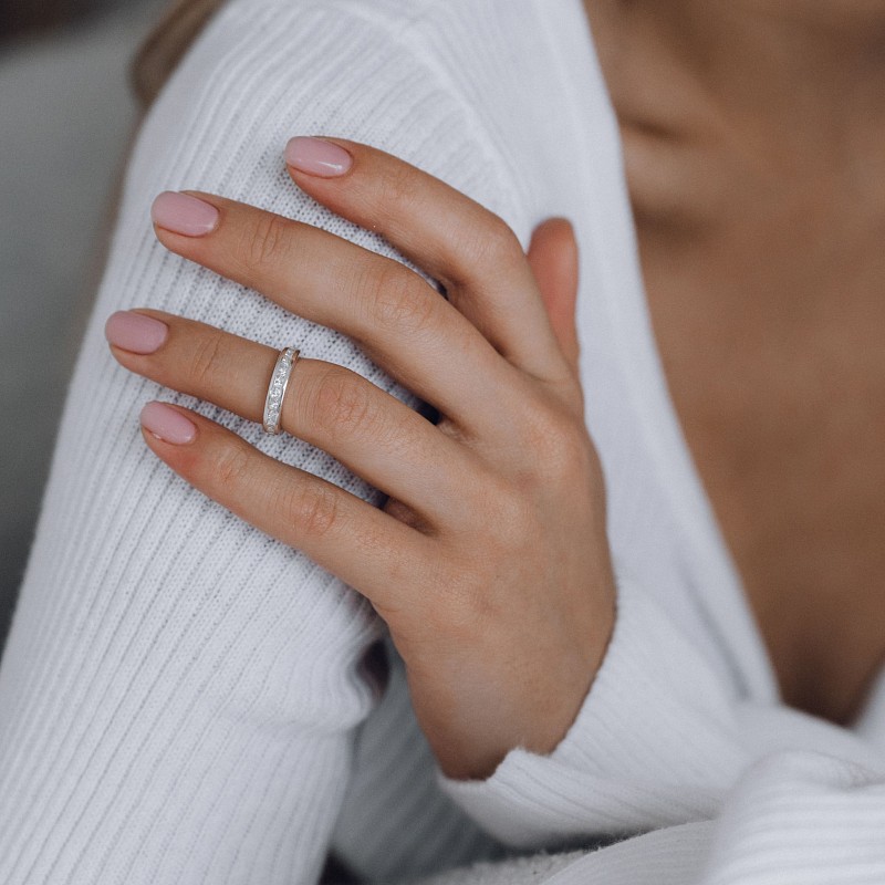 03-00-0157 Кольцо на фалангу с дорожкой белых цирконов (Ag 925)