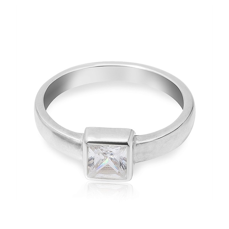 03-00-0174 Кольцо на фалангу с квадратным белым цирконом (гладкое) (Ag 925)