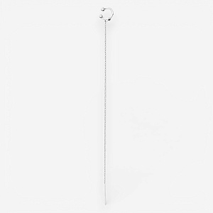 04-00-0015 Серьга Кафф с цепочкой и белым топазом (Ag 925)-1