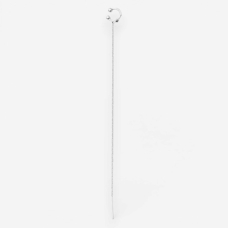 04-00-0015 Серьга Кафф с цепочкой и белым топазом (Ag 925)