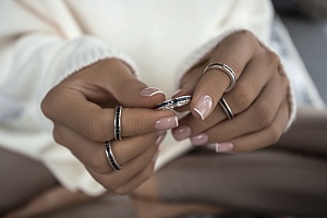 03-00-0302 Кольцо на фалангу с дорожкой черных цирконов (Ag 925)-4