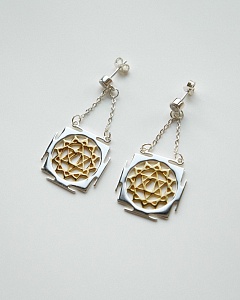 04-00-0764 Гвоздики с чакрой "Анахата" (Ag 925)-2