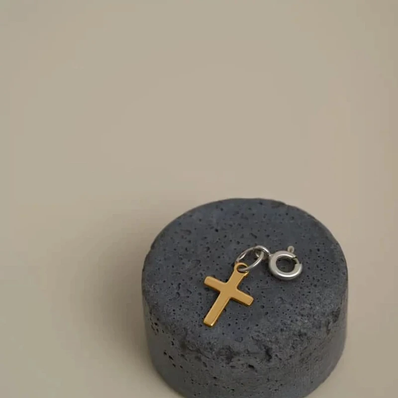 01-00-0706 Подвеска Крестик с позолотой (на карабине) (Ag 925)