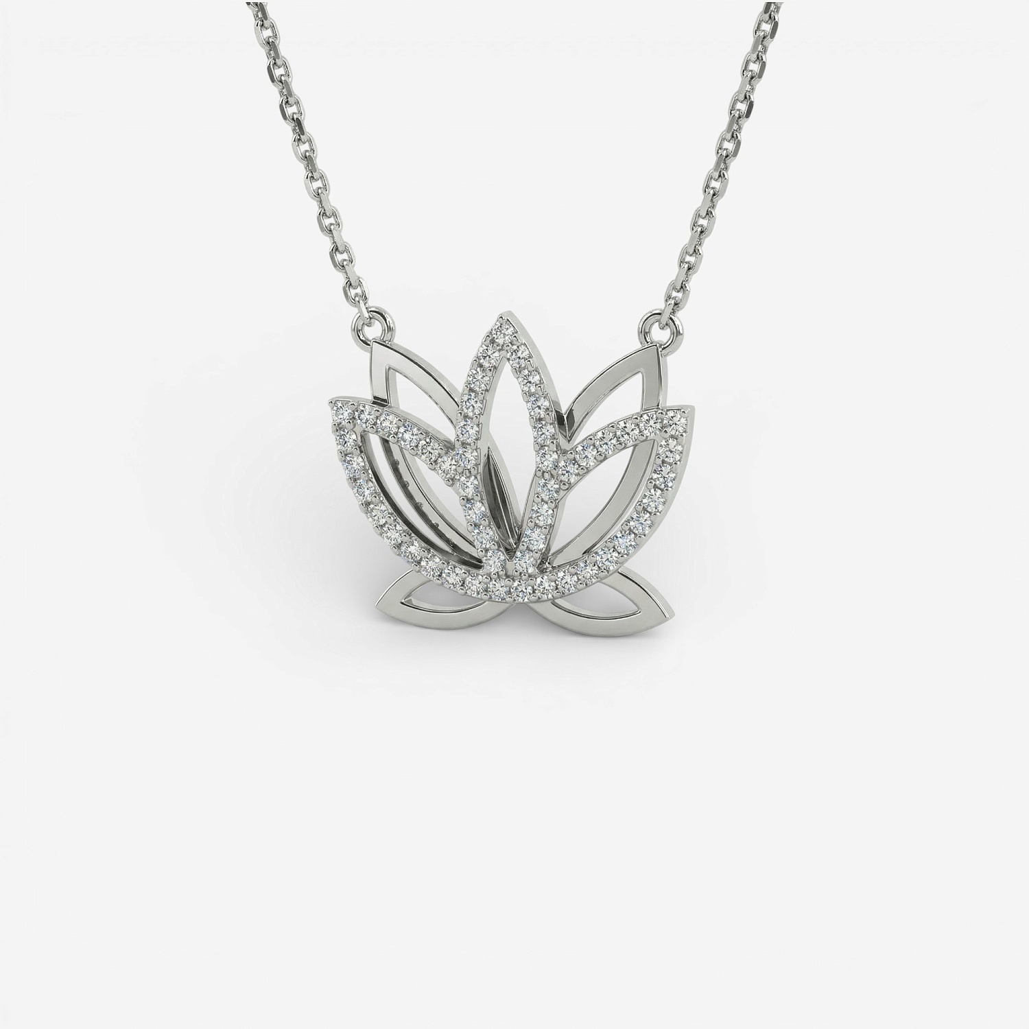 01-00-0488 Колье "Лотос" с цирконами (Ag 925)-1