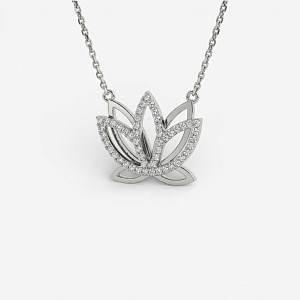 01-00-0488 Колье "Лотос" с цирконами (Ag 925)-1