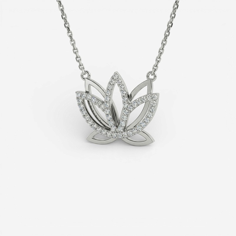 01-00-0488 Колье "Лотос" с цирконами (Ag 925)