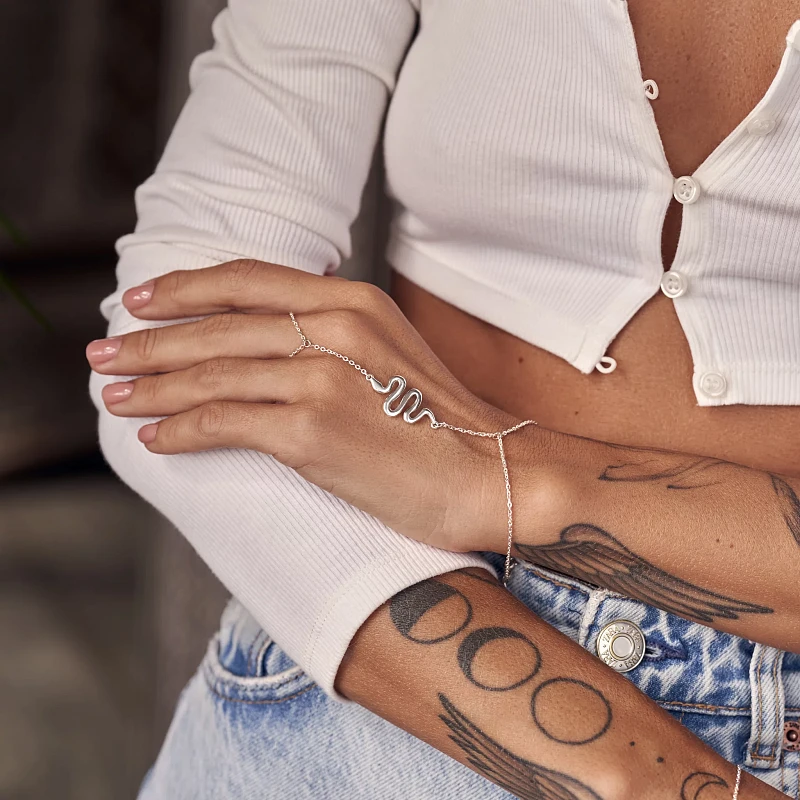 02-00-0502 Слейв-браслет со змеей (Ag 925)