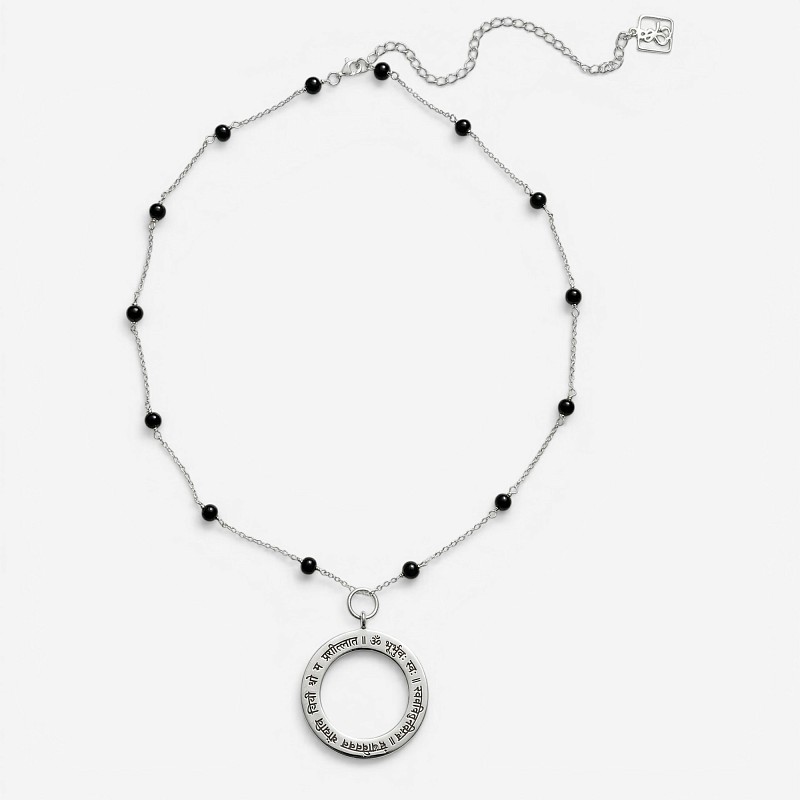 09-00-0110 Подвеска Гаятри мантра с ониксом (Ag 925)